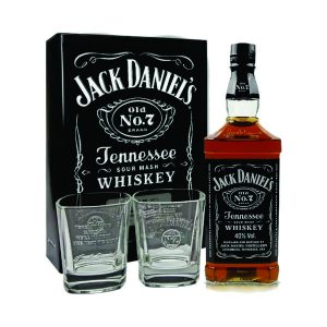 Estojo em Mdf 2 copos Whisky Jack Daniels 