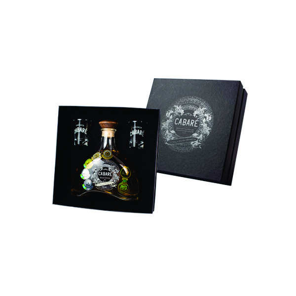 Kit Cachaça Cabaré Extra Premium Na Caixa + 2 Copos