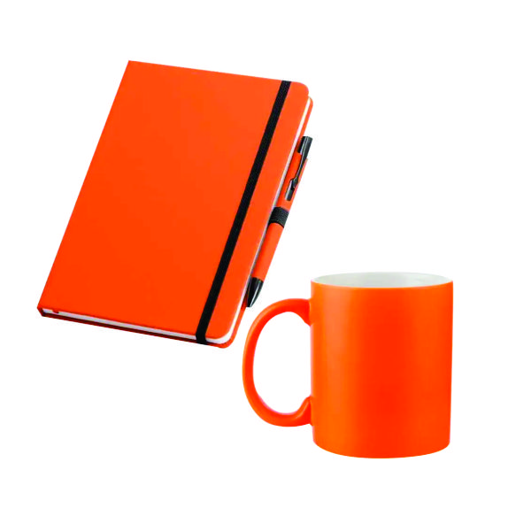 Kit caderno caneta e caneca