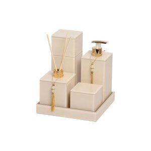 Kit Lavabo Banheiro Vanilla Detalhe Dourado Personalizado