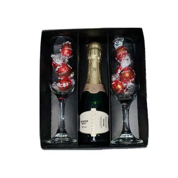 Kit Chandon com Taças Cheias de Chocolate Lindt