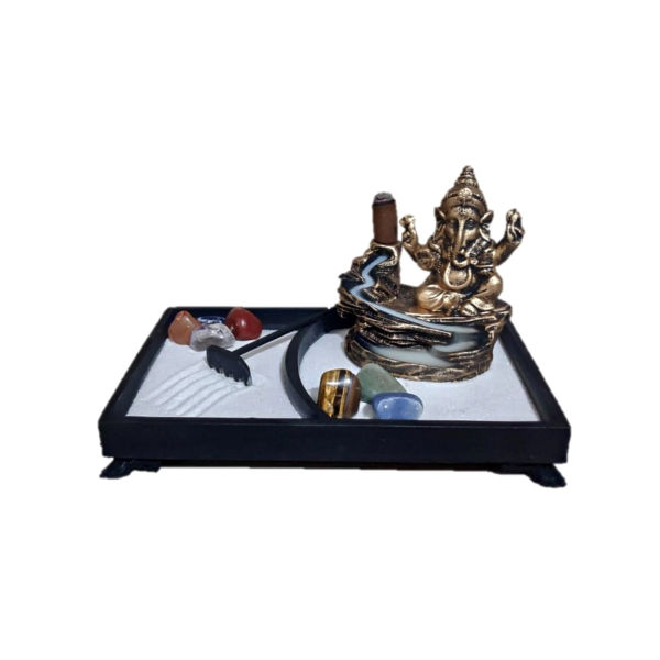 Kit Jardim Zen Ret Incensario Ganesha E Pedras 7 Chakras