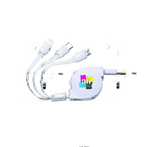 Cabo USB Retrátil 3 em 1 Personalizado