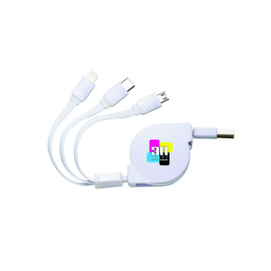 Cabo USB Retrátil 3 em 1 Personalizado