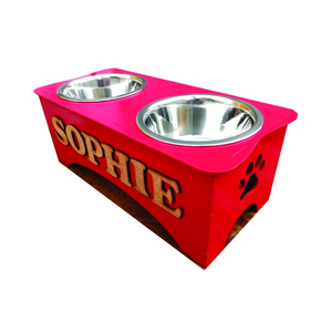 Comedouro Pet Duplo Cachorro Gato Nome Personalizado