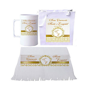 Kit com Sacola e Toalha Casamento